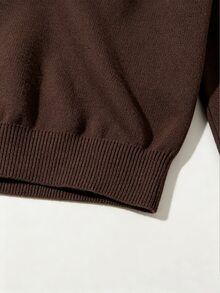 Sweetra Brown 2 In 1 Striped Patchwork Loose Casual Fashion Commute Slouchy Pullover Sweater For Women - Coffee Brown - View 4