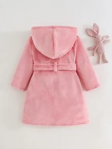 SHEIN 女嬰可愛百搭休閒毛絨長袖浴袍 - 粉色 - 查看 6