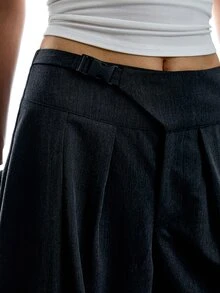 LYSMO Women's Solid Color Casual Modest Simple Versatile Daily Wear Long Pants Going Out Dark Grey Fall - Dark Grey - View 8