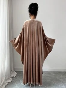 SHEIN Elenzya Women's Solid Color Metal Decor Casual Party Dress - Brown - View 2