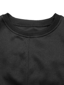 Balvessa Women's Solid Color Minimalist Versatile Long Sleeve Sweatshirt For Daily Wear - Black - View 6