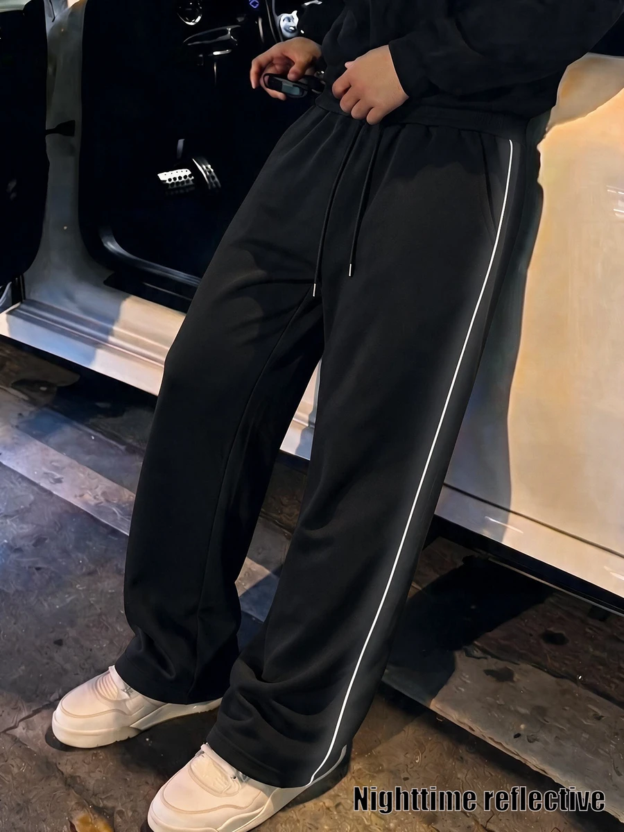 STEELVANCE Men's Drawstring Waist Casual Loose Versatile Sweatpants - Black - View 1