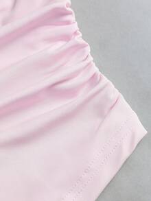 Sweetra 2 Pieces Chiffon Cape-Style Outerwear Set With Boat Neck, Ruched Elastic Waist Camisole Inner, Elegant Beige Outfit For Office, Commute, Casual And Date Wear - Pink - View 6