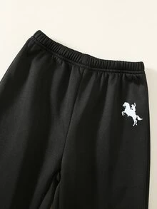 SHEIN 兒童 1件男童休閒保暖內裡運動長褲，適合學校、戶外、派對冬季穿著 - 黑色 - 查看 6