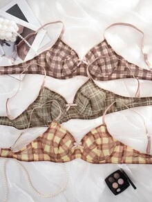 SHEIN Women's Underwire Thin Cup Comfortable Bra Set 3pcs - Multicolor - View 8