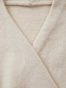 SHEIN Fall Chic Wrap V Neck Knit Top, Long Sleeve Ribbed Hem Women Pullover - Apricot - View 8