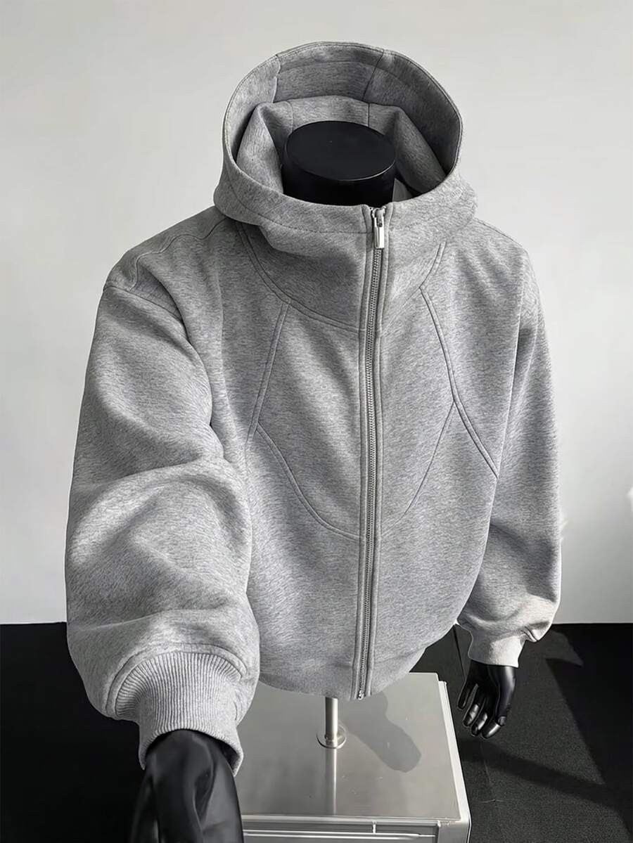 Gym Rark Men's Streetwear Hot-Selling INS Style Popular Hood Zipper, Light Gray Fashion-Forward Paneling Daily Wear, Gaming Party, Commemorative Gift - Grey - View 1