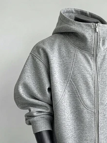 Gym Rark Men's Streetwear Hot-Selling INS Style Popular Hood Zipper, Light Gray Fashion-Forward Paneling Daily Wear, Gaming Party, Commemorative Gift - Grey - View 5