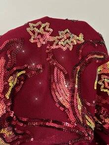 Aloruh Women's Sequin Floral Pattern Fitted Versatile Daily Wear Camisole Top - Burgundy - View 7