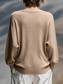 Balvessa Women's Vintage Elegant Versatile Commuter Sweater For Autumn/Winter - Camel - View 2