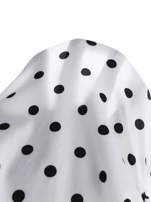 SHEIN 女童 2-in-1 波點蕾絲長袖上衣，圓領黑白波點拼接透視刺繡蕾絲袖，修身收腰 T-shirt，春夏秋甜酷風百搭內搭層 - 白色 - 查看 8