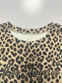 TONEVAULT Men's Leopard Print Digital Pattern Casual Everyday Long Sleeve T-Shirt - Brown - View 5
