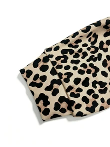 TONEVAULT Men's Leopard Print Digital Pattern Casual Everyday Long Sleeve T-Shirt - Brown - View 7