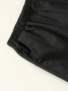 SHEIN 兒童小男孩休閒日常舒適工裝直筒寬鬆長褲，黑色工裝褲，新年，六七歲，適合外出、約會、上學，秋冬穿著 - 黑色 - 查看 6