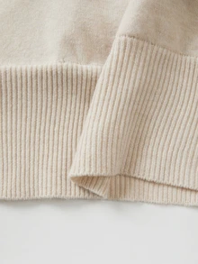 SHEIN Fall Chic Wrap V Neck Knit Top, Long Sleeve Ribbed Hem Women Pullover - Apricot - View 4
