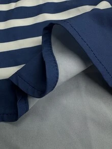 TONEVAULT Men's Navy Blue White Horizontal Striped Long Sleeve Shirt, Turn-Down Collar Loose Fit, Nautical Casual Tropical Style, Spring/Autumn/Summer, Beach - Blue and White - View 4