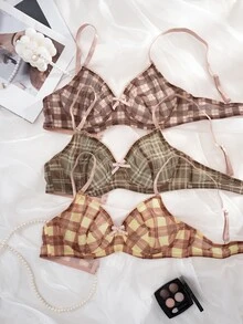 SHEIN Women's Underwire Thin Cup Comfortable Bra Set 3pcs - Multicolor - View 1