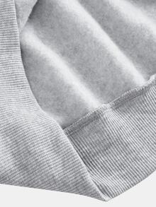 SHEIN 青少年女孩連帽衫與運動衫套裝 秋冬灰色保暖內裡水手領拼接長袖運動衫與慢跑褲，休閒百搭學院風 2 件套 - 淺灰色 - 查看 8