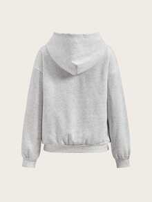 SHEIN EZwear 美式校園風字母印花灰色女款運動衫 - 灰色 - 查看 3