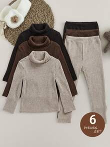 Sparklyn Tween Girl Tween Girl 3pcs Knitted Fuzzy Ribbed Sweatshirt And Pants Set, Ribbed Print Pattern With Leggings, Casual Fashion Simple Comfortable, Suitable For Indoor And Outdoor, Back To School - Multicolor - View 1