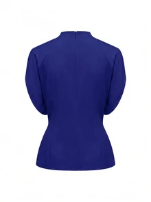 SHEIN Clasi 女款純色立領百褶上衣與魚尾裙優雅兩件套 - 彩色 - 查看 6