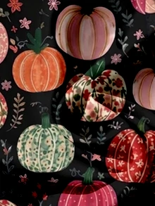 Mellowie Plus Size Women's Pumpkin Plant Pattern Ruffle Short Sleeve Single-Breasted Shirt - Black - View 5