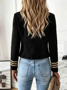 Holdful Holdful Fall Clothes FOR WomenWomen's Button Design Long Sleeve Casual Napoleon Jacket - Black - View 2