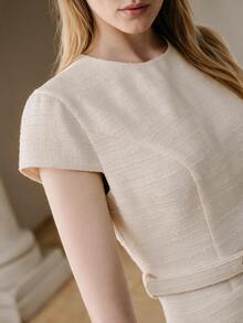 Anewsta Autumn Beige 2 In 1 Lightweight Dress With Textured Hem, Lace Trim And Belt For Women - Beige - View 2