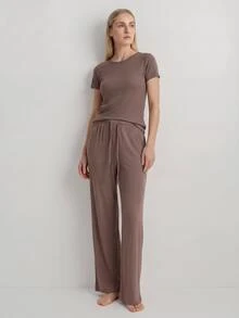 Ocili Studio 97% Cotton Women's Loungewear Tie Waist Long Pants - Multicolor - View 3