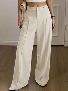 DAZY Women's Solid Color Casual Versatile Daily Travel Long Pants - Beige - View 4