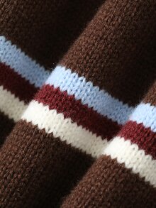 DAZY Women's Striped Fitted Casual Short Sleeve Knit Top - Brown - View 9