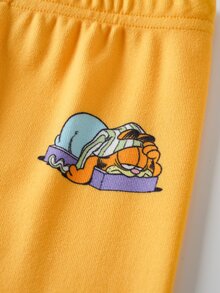 GARFIELD | SHEIN 男嬰字母卡通印花短袖上衣與長褲休閒日常居家睡衣套裝 - 黃色 - 查看 6