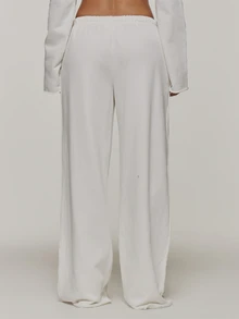 MUSERA White Graphic Printed Studded Cropped Distressed Sweatpants Autumn Winter Festival Holiday Vacation Going Out Halloween Ultra M - White - View 4