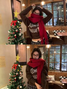 DAZY Women's Round Neck Casual Letter Print Autumn/Winter Long Sleeve Korean Style Colorblock Sweater - Coffee Brown - View 11