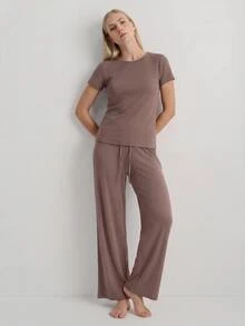 Ocili Studio 97% Cotton Women's Loungewear Tie Waist Long Pants - Multicolor - View 5