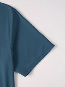 Manfinity Homme Men's Colorblock Casual Daily Short Sleeve T-Shirt - Dusty Blue - View 6