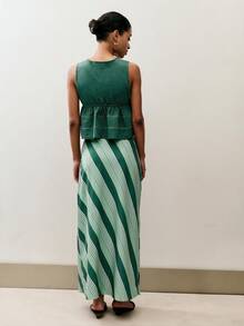 Nöista Women's Striped Colorblock Casual Daily Skirt - Dark Green - View 2