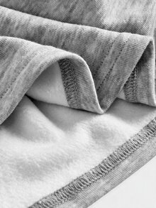 SHEIN Sweatshirt Pullover Abu-abu untuk Remaja Perempuan dengan Pinggang Berkerut, Gaya Kasual Longgar dan Serbaguna, Lapisan Bulu, Cocok untuk Musim Kembali ke Sekolah, Koleksi Terbaru Musim Gugur - Light Grey - View 4
