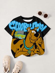 SCOOBY-DOO X SHEIN Young Boy Cartoon Pattern Printed Short Sleeve T-Shirt For Daily Wear - White - View 1
