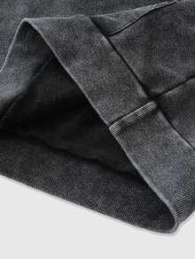ROMWE MEN Batman X ROMWE 男士蝙蝠刺繡長袖口袋休閒連帽衫 - 黑色 - 查看 4