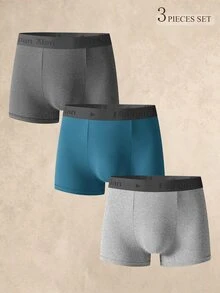 EverLounge 男士字母印花拼接配色休閒日常四角內褲 3入組 - 彩色 - 查看 1