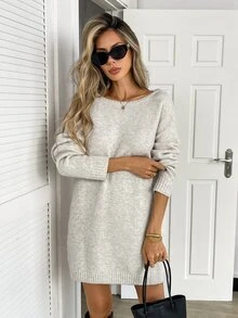 Balvessa Women's Solid Color Casual Daily Knit Dress - Multicolor - View 5