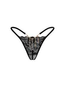 AltBold 3pcs/Set Lace Trim Chain Back Low Waist Women's Thong - Multicolor - View 6