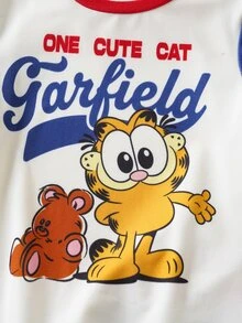 GARFIELD | SHEIN Baby Boy Letter Print Short Sleeve T-Shirt And Shorts Casual Set - Navy Blue - View 4