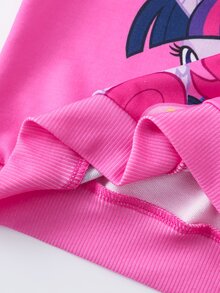 My Little Pony X SHEIN بلوزة رياضية بياقة طاقم وأكمام طويلة للفتيات الصغيرات G4 - وردي - مشاهدة 7