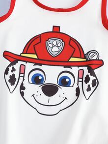 SHEIN | PAW Patrol 2pcs Young Boy Set Undershirt & Boxer Briefs Co-Branded 4-7Y Red Series - Red and White - View 5