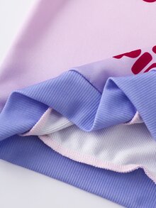 My Little Pony X SHEIN كنزة رياضية بأكمام طويلة مطبوعة بنمط كرتوني لطيف للفتيات الصغيرات - وردي - مشاهدة 7