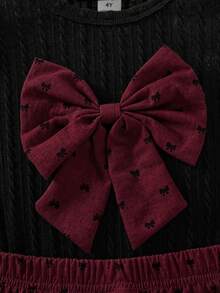 SHEIN Elladie kids 女童可愛休閒短袖羅紋上衣搭配時尚刺繡布料裙，舒適甜美 - 彩色 - 查看 6