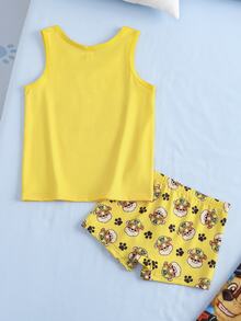 SHEIN | PAW Patrol 小男孩卡通印花上衣與低腰內褲內衣套裝 - 黃色 - 查看 2