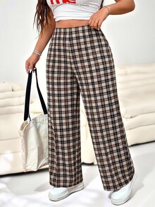 Solflare Plus Size Fashion Casual Plaid Loose Long Pants For Daily Wear - Multicolor - View 6
